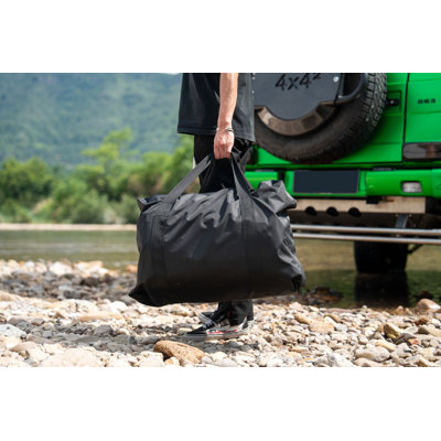 Tente de toit de voiture gonflable et pliable pour 2 à 3 personnes pour le camping, la tente de camping Glamping pour VUS, camion et auto-touring universel (sans échelle, noir)