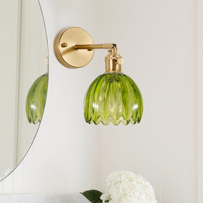 1 - Light Bathroom Dimmable Vanity Light (Set Of 2) With Tulip Glass Shade Luxury Wall Sconces