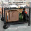 Chariot de barbecue extérieur avec tablette pliable, 46 po x 21,75 po, acier inoxydable, table de préparation, chariot de dessert mobile noir, côté