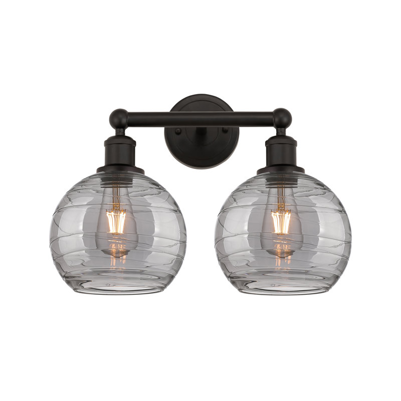 Éclairage pour meuble-lavabo à 2 lumières à intensité variable Essex, Bronze frotté à l'huile, Gris fumée clair