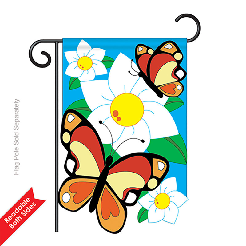 Papillons jardin amis bugs & grenouilles, polyester de 2 côtés 40 x 28 po drapeau maison