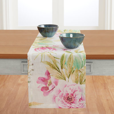 Peonies - 100% Linen Printed Table Runner
