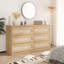 Commode double en rotin pour chambre à coucher, commode double 6 tiroirs avec ensemble anti-basculement-1260786091
