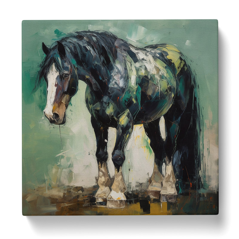Shire Horse Abstract Expressionism - Wrapped Canvas, 50cm H x 50cm W x 3cm D