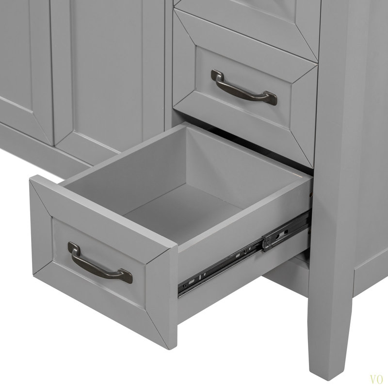36" Bathroom Vanity With Sink Combo, Bathroom Cabinet With Drawers, Solid Frame And MDF Board, Grey, Black