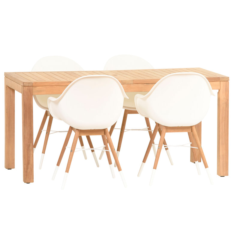 Anautica 4 - Person Wood Patio Dining Set with Rectangular Table