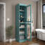 Armoire de salle de bain 100% bois massif 16,5 po avec portes en verre transparent et tablettes réglables-1322909848