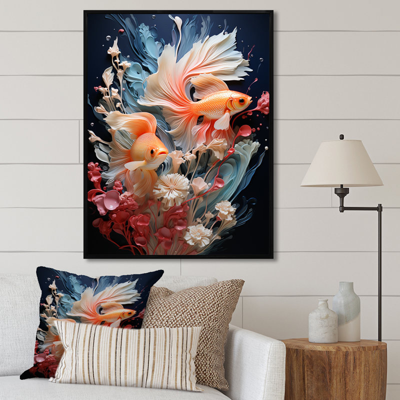 Minimalisme, aquariums, poissons - aquarium, décoration murale_106435, H 20 po x l 12 po x P 1 po, Cadre flottant noir