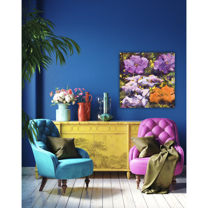 Pansies By John Beard - Gallery Wrapped Canvas Print, 32" H x 32" W x 2" D, White Floater Framed