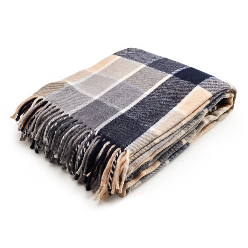 Blue and Beige Cotton Reversible Queen Throw Blanket