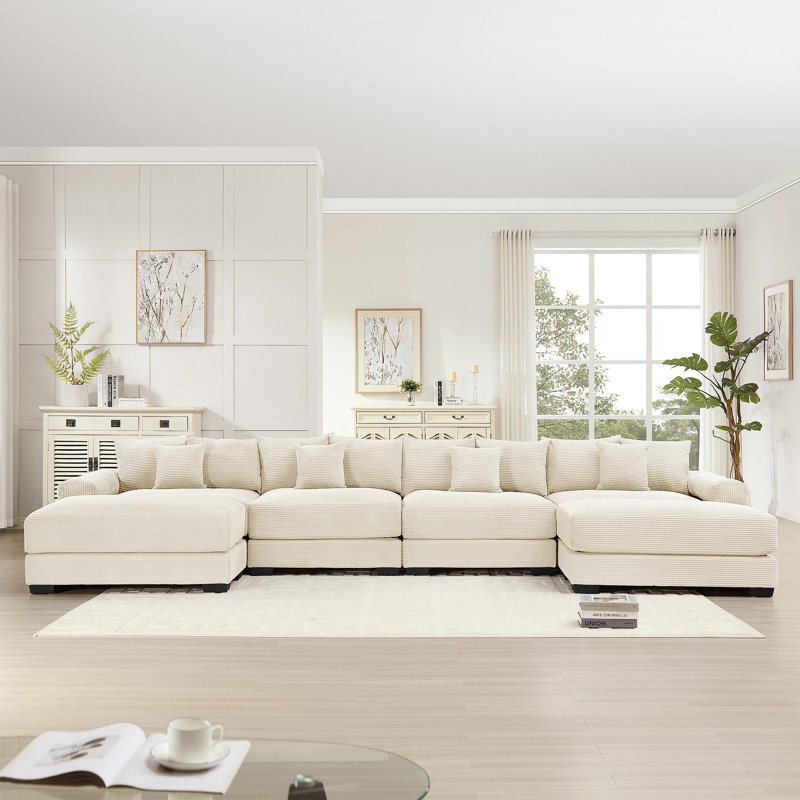 Canapé modulaire surdimensionné en U de 170 po Cloud, 34.2" H x 167.6" W x 59.4" D, 4, Crème