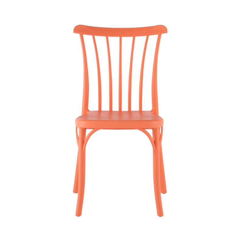 Chaise d'appoint empilable en résine à dossier à lattes Guthfast, Saumon