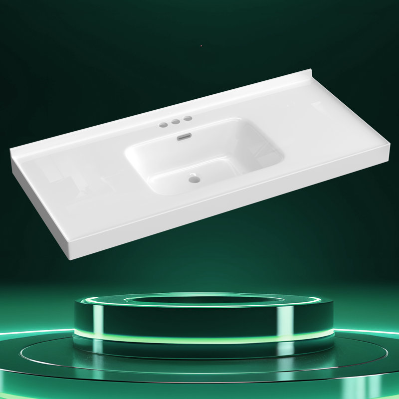 Comptoir de meuble-lavabo simple 49 "à surface solide avec comptoir de salle de bain blanc avec lavabo