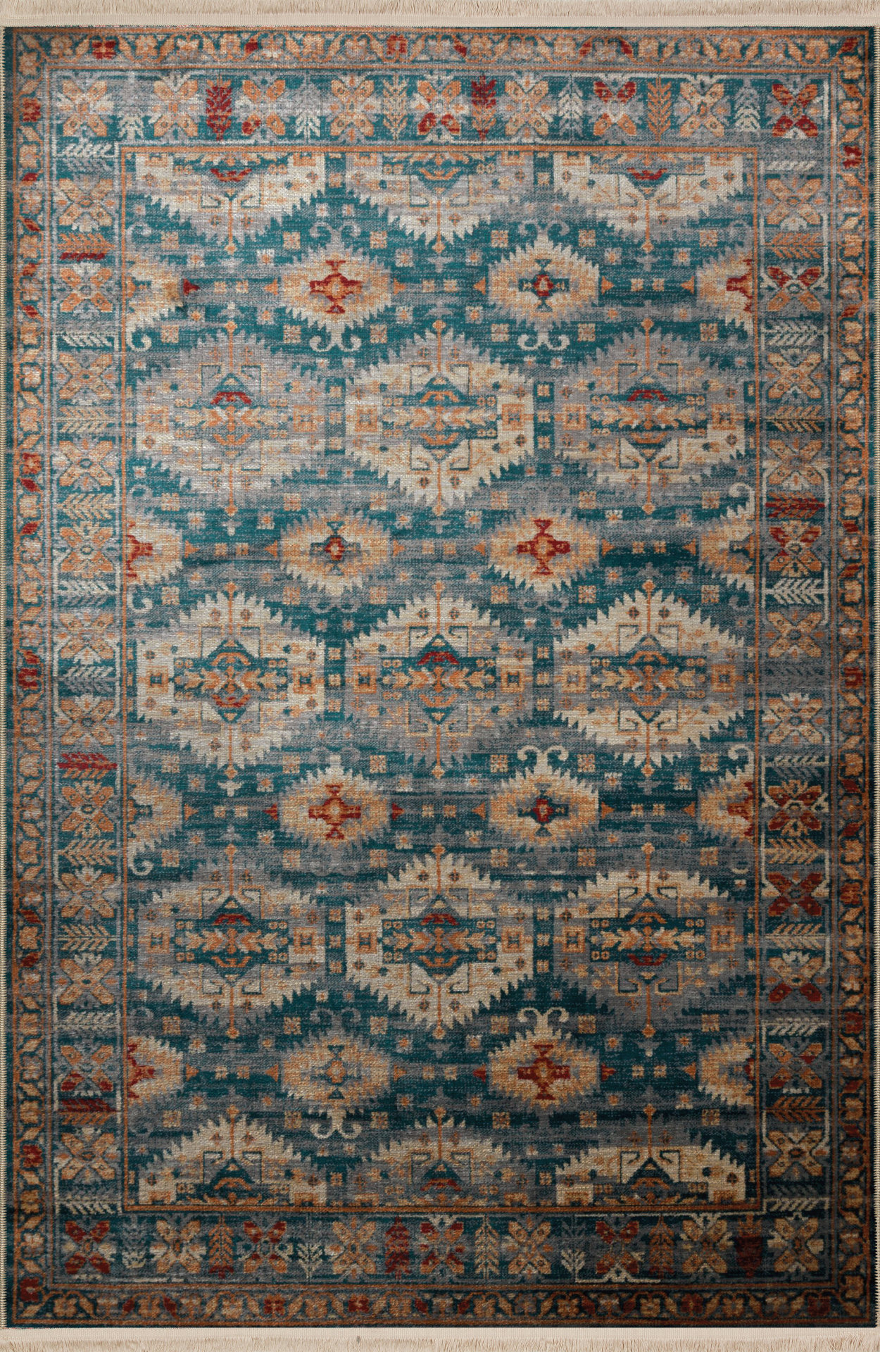 Hokku Designs Blue-Beige Themed Traditional Motif Ethnic Patterned ...