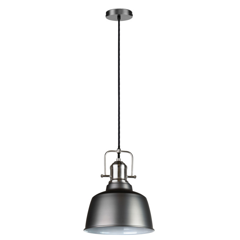 Lavenia 1 - Light Pewter Grey Metal Dome Pendant
