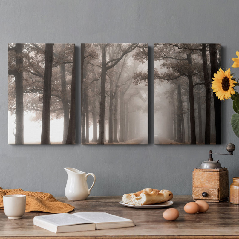 «Misty Road», reproduction de cadre photo sur toile, H 27 po x l 54 po x P 1 po