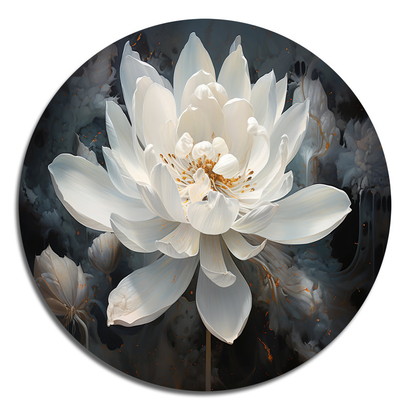 Serenity Blossum Lotus - art mural floral rond en métal, H 29 po x l 29 po