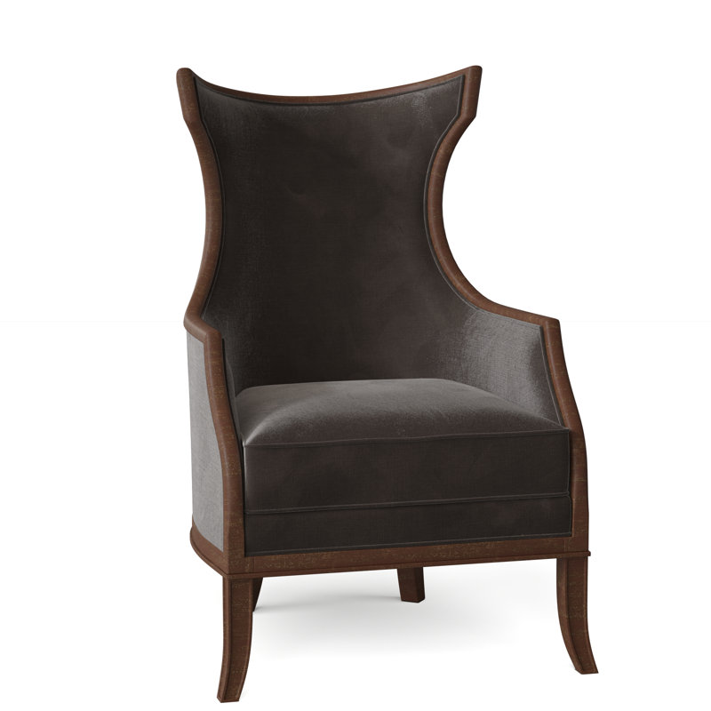Marcel 27.25" W Wingback Chair, Walnut, Oasis (9508 97)