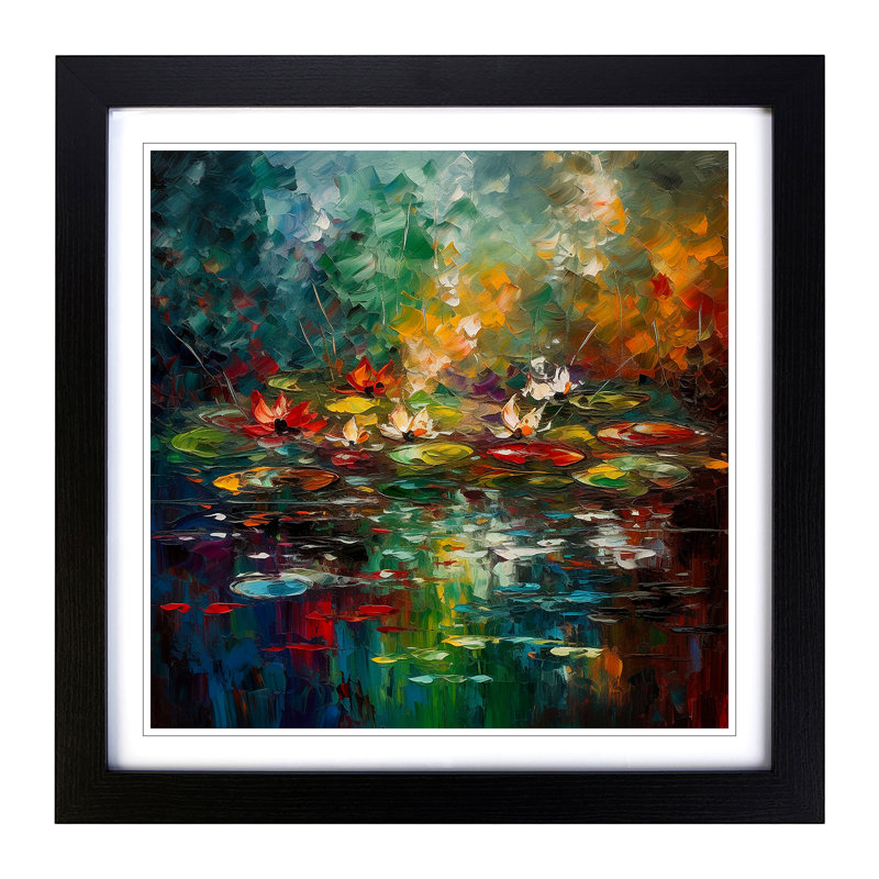 Pond Abstract - Single Picture Frame Print on Wood, Black