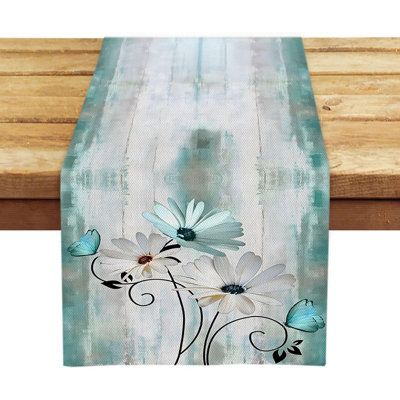 Daisy Floral Table Runner – Multi – , Summer/Farmhouse Indoor & Outdoor Table Decor