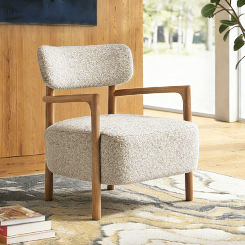 Chaise d'appoint 24,5 po Mid Century Boucle, Tanné