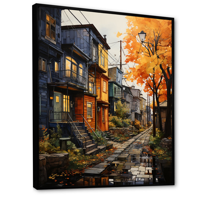 «Cityscape Alleyway Patchwork IV», reproduction, H 40 po x l 30 po x P 1,5 po, Cadre flottant noir