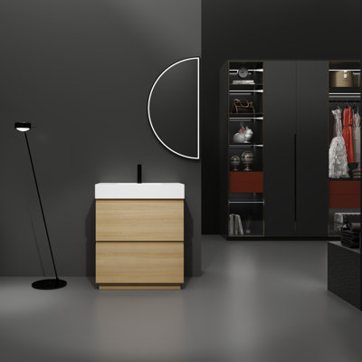Ensemble de meuble-lavabo simple 29,5 po avec plateau en céramique Veeraaj