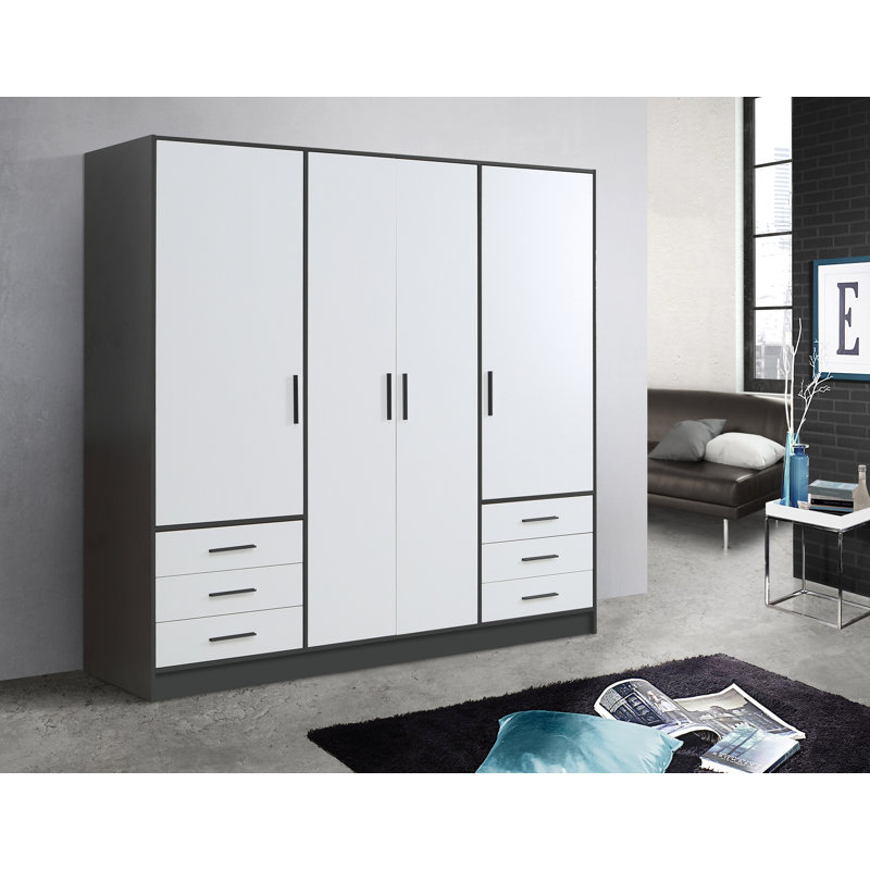 Armoire Shoaf, Noir mat / blanc mat
