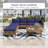 Outdoor Wicker Patio Conversation Furniture Set With Acacia Wood Coffee Table-1249828724
