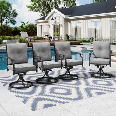 Swivel Patio Dining Armchair With Cushions(set Of 4)