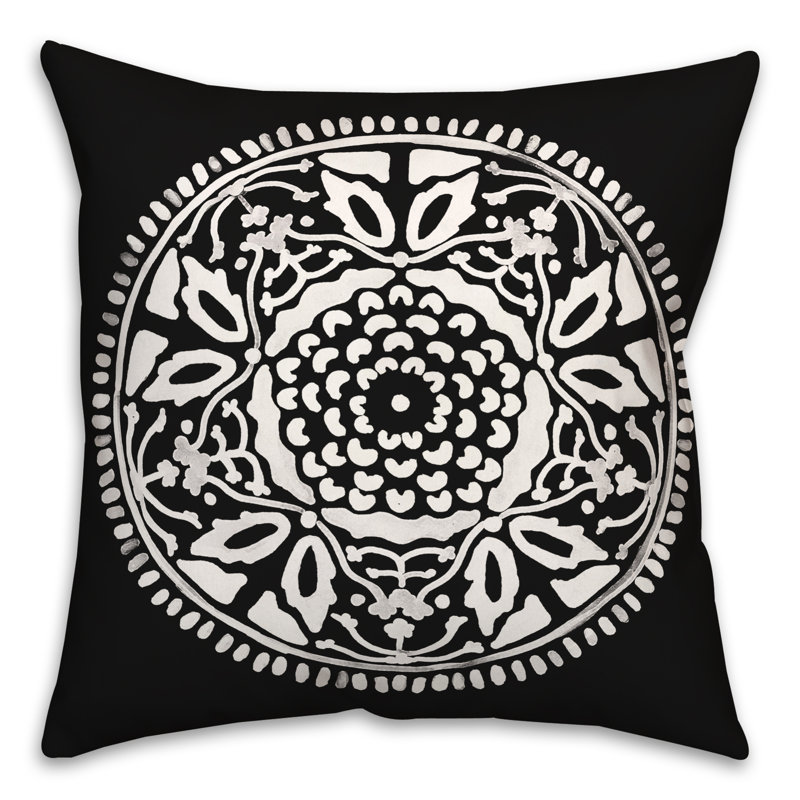 Housse et insert de coussin extérieur d'extérieur, Noir, Floral 3