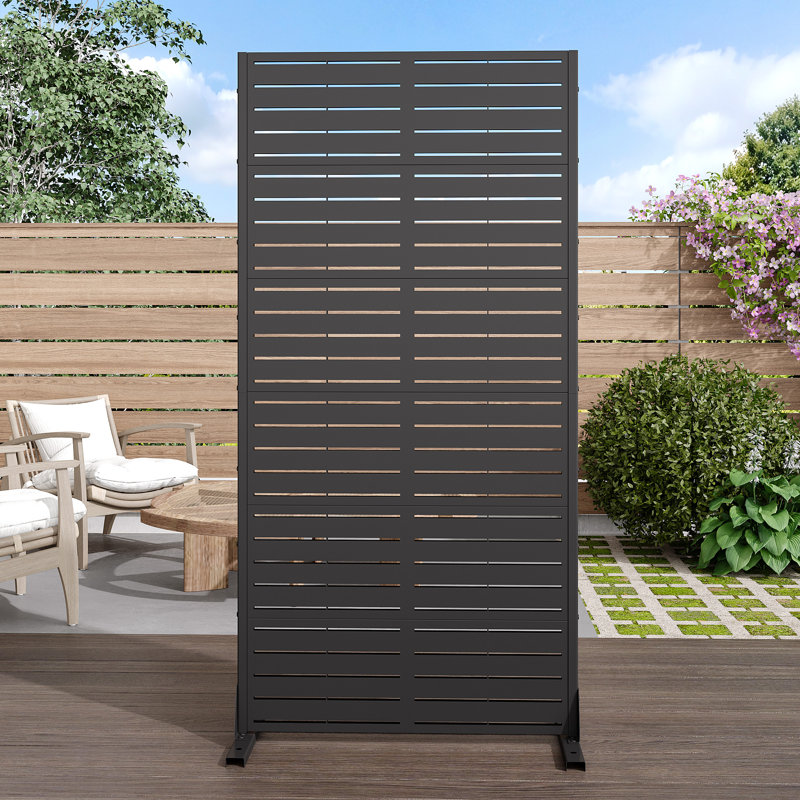 72" Metal Outdoor Privacy Screen, H 72 po x l 35 po x P 16 po, Noir