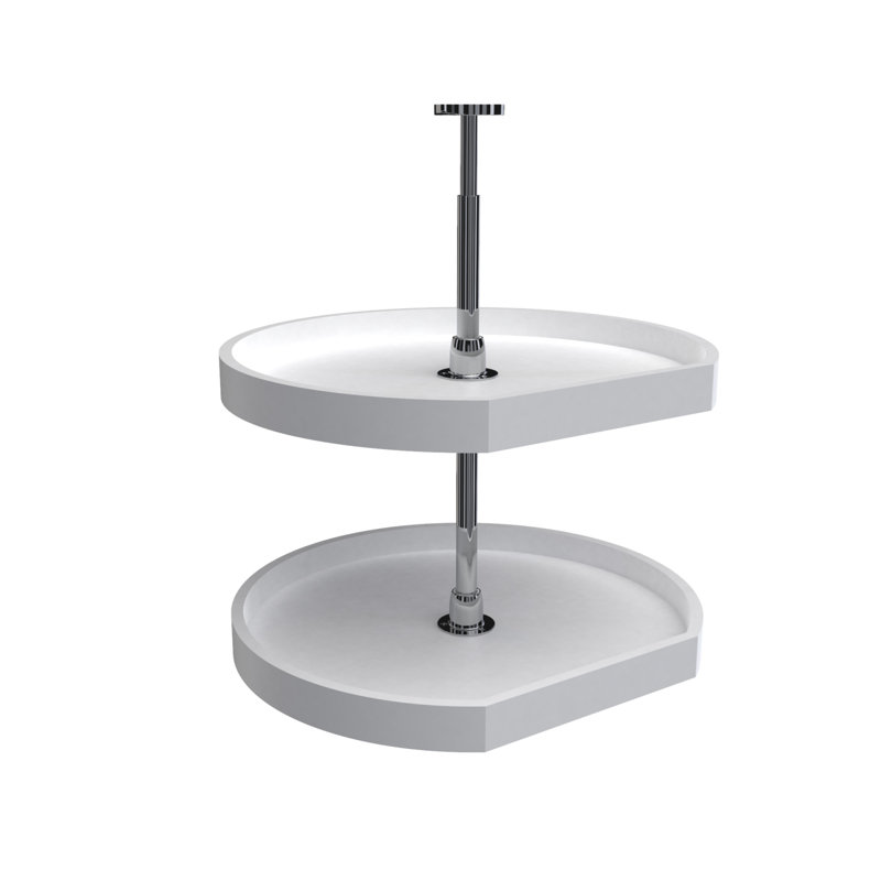 Polymer D-Shaped 2-Shelf Lazy Susans for Corner Wall Cabinets, 22" W, White