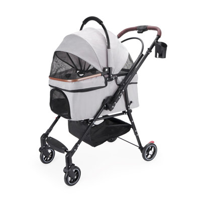 Poussette pliable à 4 roues pour chiens et chats, roues pivotantes à 360 °, sac de transport et sac de voyage séparable pour petits animaux