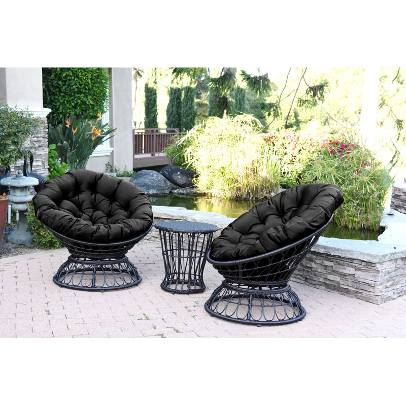 Barrigan 2 - Person Patio Conversation Set with Cushions, Black