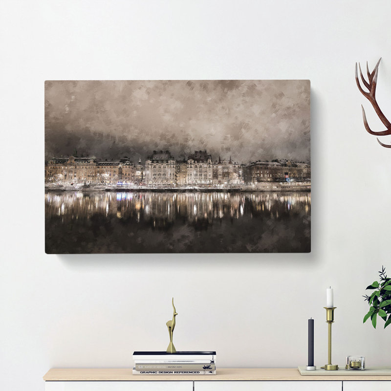 Reflection Of Stockholm In Sweden - Wrapped Canvas, 50cm H x 76cm W x 3cm D