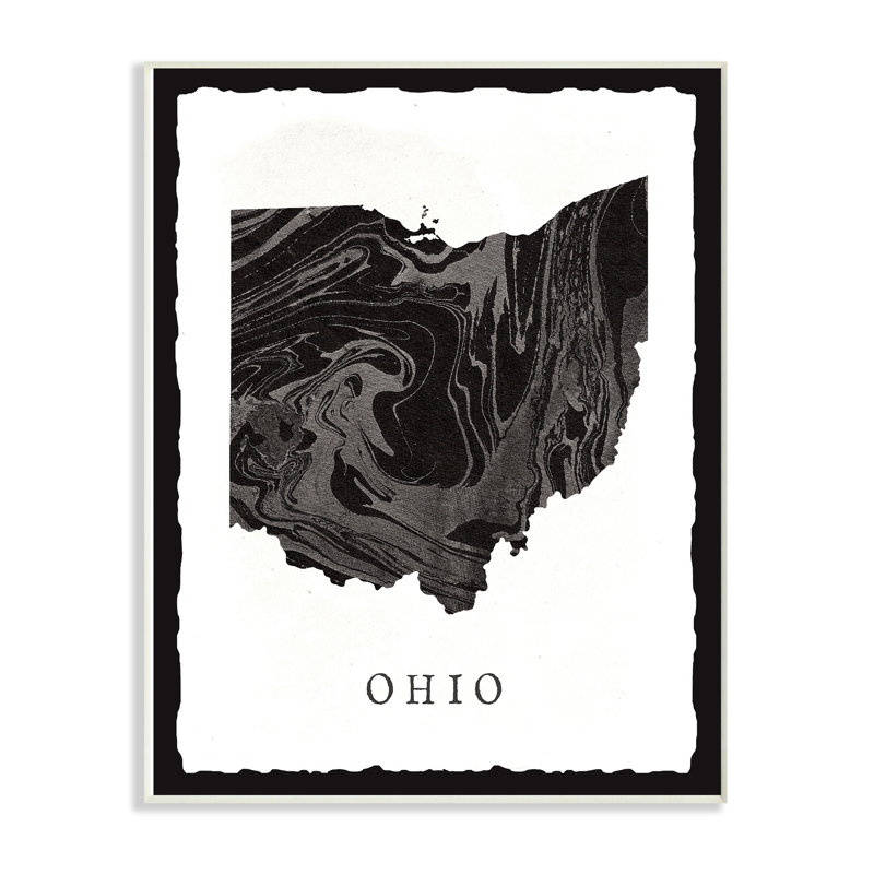 « marbleed paper ohio state silhouette », impression, Plaque murale, H 18 po x l 12,5 po x P 0,5 po