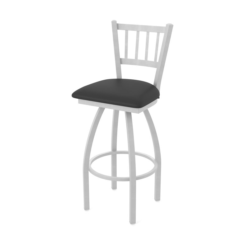 810 Contessa Swivel Stool, Vinyl-Black Vinyl, Anodized Nickel, Extra Tall (36" Seat Height)