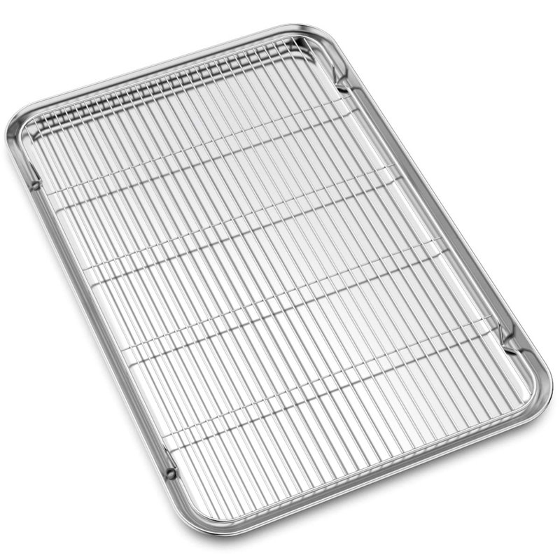 Large Set Baking Sheet And Cooling Rack Set, Bastwe 24L X 16W X 1H Inch Professional Bakeware