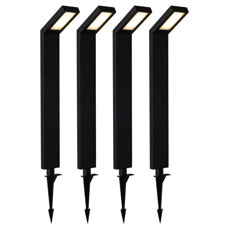 Low-voltage Black Aluminum Led Landscape Path Lights With Frosted Glass Shade, 21" H x 4.5" W x 2.5" D