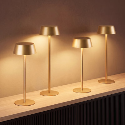 4 Pack Cordless Rechargeable Table Lamp with 3 Color,Touch Control, Indoor or Outdoor Use, for Dinner, Restaurant, Bedroom, Garden (Gold)