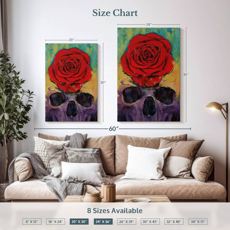 Hitzel Skull Rose, 36" H x 24" W