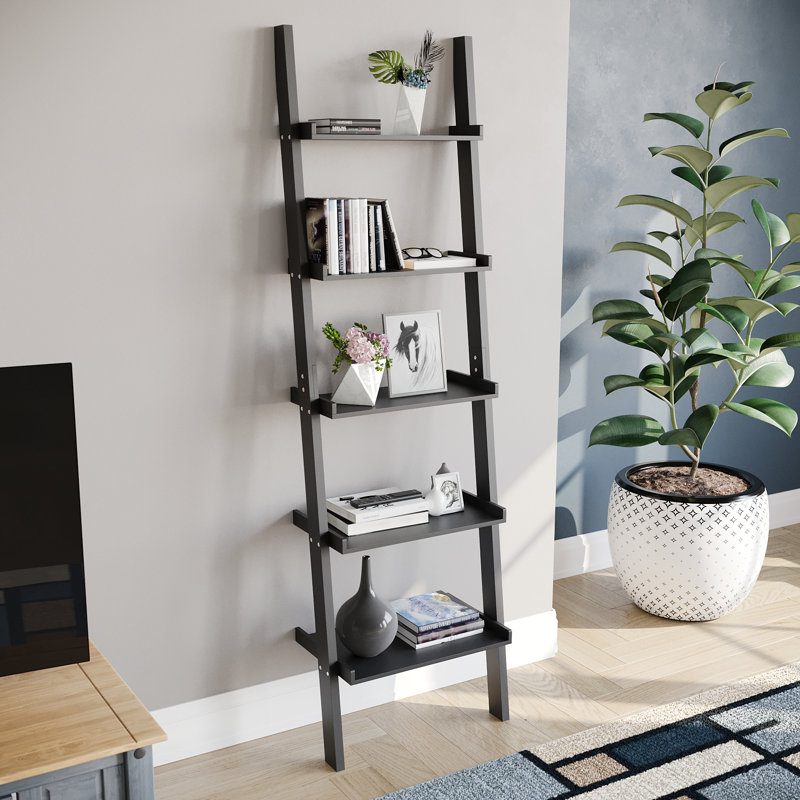 Ogilvie 56cm W Ladder Bookcase, 189cm H, Black
