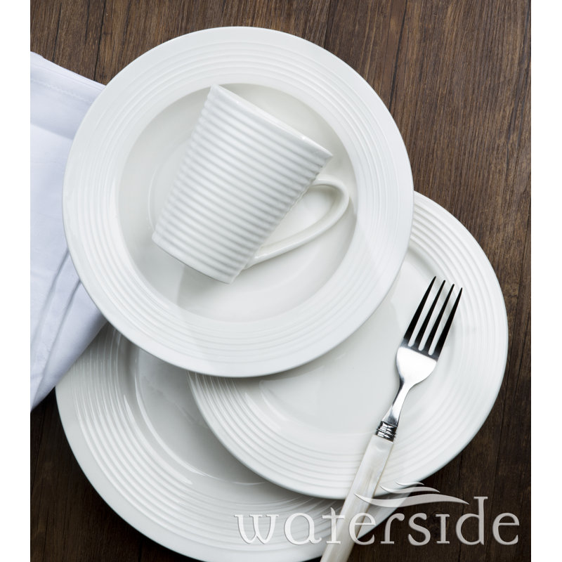 Dinardo 24pc Embossed Circles White Dinner Set-DD