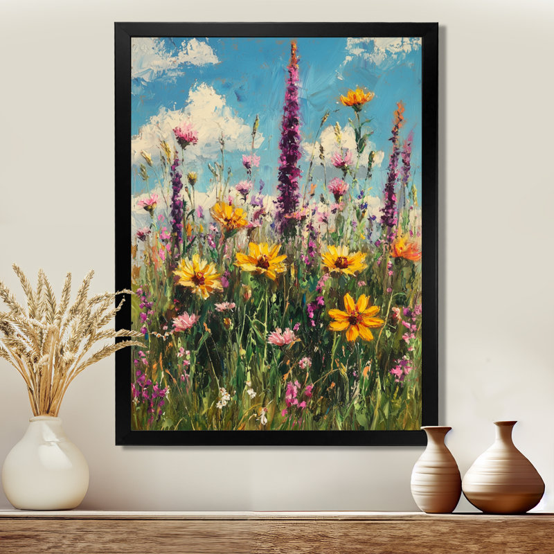 Barret - Floral Canvas Art Print, H 32 po x l 24 po, Reproduction encadrée sans passe-partout, Noir, noir, noir, noir