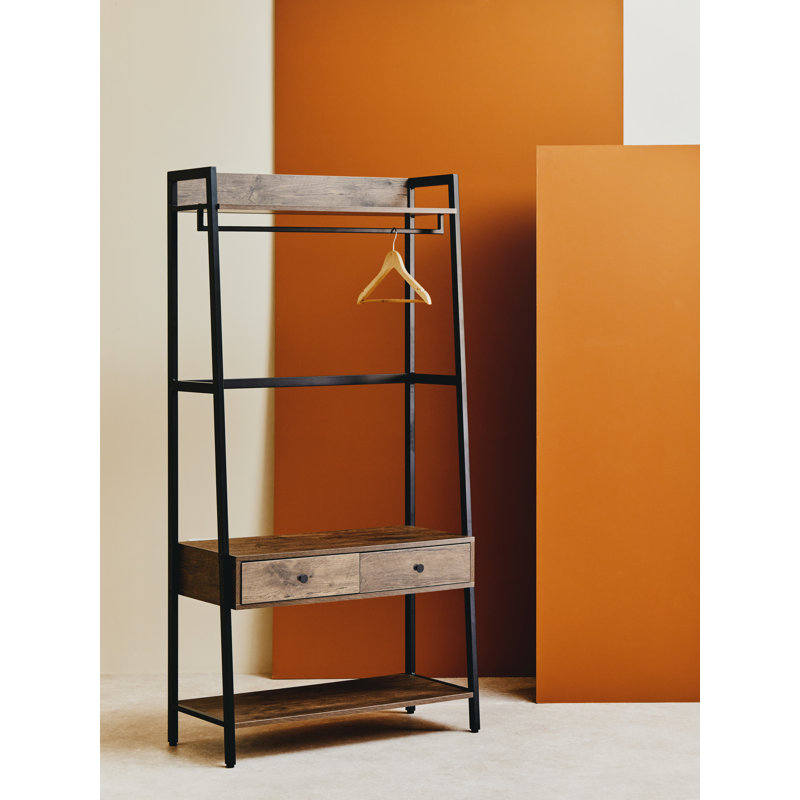 Haytham 84cm Clothing Rack, Black, Dark Oak/Black