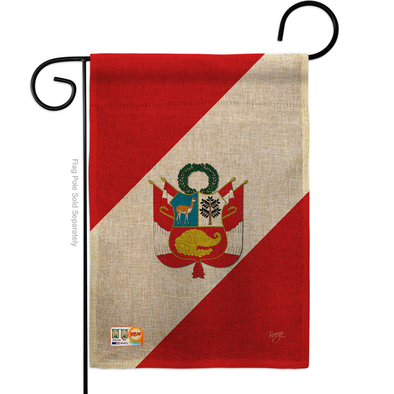Drapeau de jardin à 2 côtés 5 pi 5 po x 1 pi. pérou of the world national en toile jute