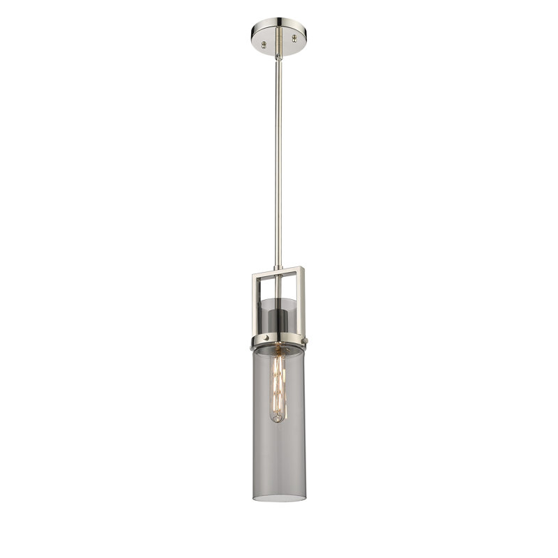 Luminaire suspendu 30 po Great Smoky, H 17,63 po x l 4,25 po x P 4,25 po, Plaqué couleur fumée, Nickel poli