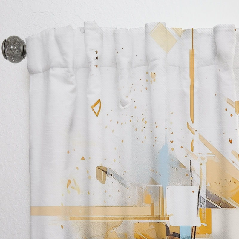 Elisaveta Orange Blue Symmetrical Abstractions - Modern Velvet Curtain - Room Darkening - 1 panel, 52" W x 95" L