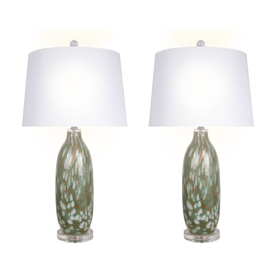 Lampe de table Verdant Glow - verre d'art vert - ensemble de 2